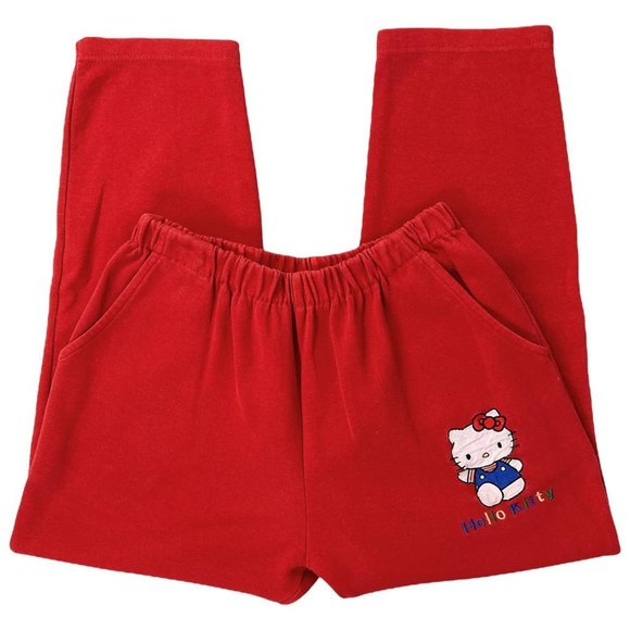 🍓VINTAGE 90s SANRIO BRIGHT RED HELLO KITTY SWEATPANTS🍓 - Picture 1 of 4